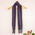 Cotton scarf, 'Ancient Continuity' - Dark Blue Fringed Cotton Scarf thumbail