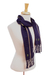 Cotton scarf, 'Ancient Continuity' - Dark Blue Fringed Cotton Scarf (image 2b) thumbail