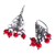 Sterling silver filigree chandelier earrings, 'Regal Tradition' - Red Crystal and Sterling Silver Filigree Earrings (image 2b) thumbail