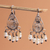 Cultured pearl filigree chandelier earrings, 'Regal Tradition' - Oxidized Sterling Silver and Cultured Pearl Earrings thumbail