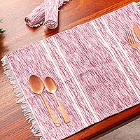 Wine and White Hand Loomed Placemats (Set of 4),'Inspiration in Wine'