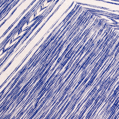 Tischsets aus Baumwolle, „Inspiration in Azure“ (4er-Set) - Handgewebte Tischsets in Blau und Weiß (4er-Set)