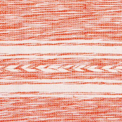 Cotton placemats, 'Inspiration in Tangerine' (set of 4) - Hand Crafted Orange and White Placemats (Set of 4)