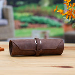 Leather tool roll bag, 'Ready for the Job' - Artisan Crafted Tobacco Brown Leather Small Tool Roll Bag