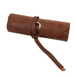 Leather tool roll bag, 'Ready for the Job' - Artisan Crafted Tobacco Brown Leather Small Tool Roll Bag