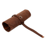 Leather tool roll bag, 'Ready for the Job' - Artisan Crafted Tobacco Brown Leather Small Tool Roll Bag