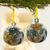 Keramische Ornamente, 'Hacienda Holiday' (Paar) - Floraler Weihnachtsschmuck im Talavera-Stil (Paar)