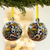 Ceramic ornaments, 'Talavera Tradition' (pair) - Hand Painted Talavera-Style Floral Ornaments (Pair)