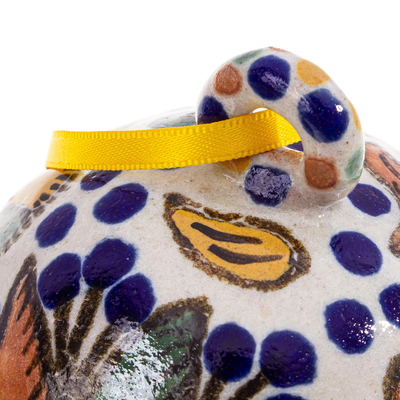 Adornos de cerámica, (par) - Adornos florales estilo talavera pintados a mano (par)