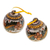 Ceramic ornaments, 'Talavera Garland' (pair) - Talavera-Style Multicolored Ceramic Ornaments (Pair)