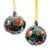 Ceramic ornaments, 'Holiday Garden' (pair) - Multicolored Talavera-Style Ornaments (Pair)
