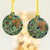 Ceramic ornaments, 'Garden Holiday' (pair) - Hand Crafted Ceramic Floral Ornaments (Pair)