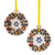 Ceramic ornaments, 'Holiday in Puebla' (pair) - Talavera-Style Ceramic Floral Ornaments (Pair)