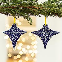 Ceramic ornaments, 'Christmas Piñatas' (pair) - Piñata-Shaped Ceramic Christmas Ornaments (Pair)