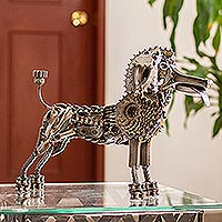 Recycled auto parts sculpture, 'Rustic Standard Poodle' - Artisan Made Recycled Auto Parts Poodle Sculpture