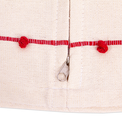 Kissenbezug aus Baumwolle - Handgewebter Kissenbezug aus Oaxaca-Baumwolle mit weißen Streifen