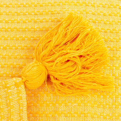 Funda de cojín de algodón - Funda de cojín de algodón amarillo tejido a mano