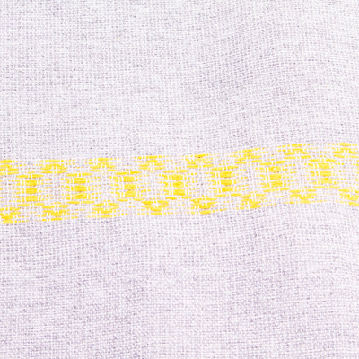 Funda de cojín de algodón, 'Bandas Brocadas Grises y Amarillas' - Funda de tejido cojín a mano de algodón gris con brocado amarillo