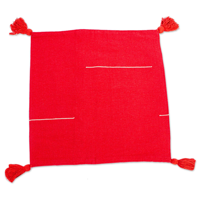 Kissenbezug aus Baumwolle - Handgewebter Kissenbezug aus leuchtend roter Baumwolle