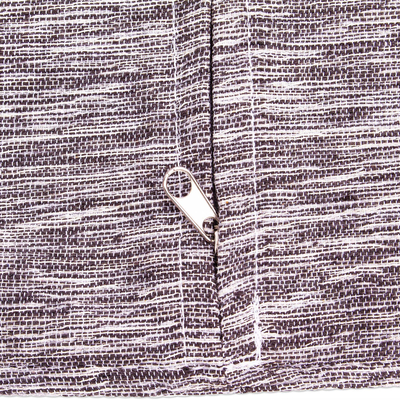Kissenbezug aus Baumwolle - Handgewebter Kissenbezug aus grauer und weißer Baumwolle