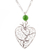 Agate pendant necklace, 'Under the Apple Tree' - Sterling Silver Filigree Heart Pendant with Agate Bead