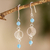 Quartz filigree dangle earrings, 'Phases of the Moon' - Sterling Silver Filigree Dangle Earrings with Quartz Beads