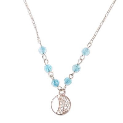 Sterling Silver Filigree Pendant Necklace with Quartz Beads