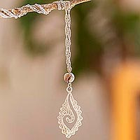 Sterling silver filigree pendant necklace, 'Conch Communication' - Sterling Silver Filigree Pendant Necklace from Mexico