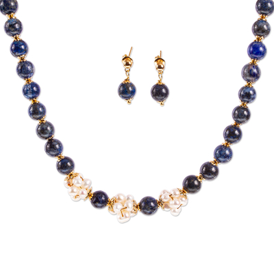 Lapis and Cultured Pearl Jewelry Set