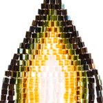 Glass beaded waterfall earrings, 'Espresso and Yellow Rivers' - Huichol Espresso-White-Yellow Beadwork Waterfall Earrings