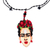 Glass beaded pendant necklace, 'Immortal Frida' - Handcrafted Frida Kahlo Huichol Necklace in Beadwork