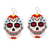 Glass beaded dangle earrings, 'White and Red Skeleton' - Beadwork Day of the Dead White Skull Huichol Earrings (image 2a) thumbail