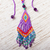 Glass beaded pendant necklace, 'Huichol Purple Cascade' - Huichol Handcrafted Purple Beadwork Pendant Necklace thumbail