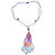 Glass beaded pendant necklace, 'Huichol Purple Cascade' - Huichol Handcrafted Purple Beadwork Pendant Necklace (image 2a) thumbail