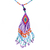 Glass beaded pendant necklace, 'Huichol Purple Cascade' - Huichol Handcrafted Purple Beadwork Pendant Necklace (image 2b) thumbail