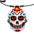 Halskette mit Anhänger aus Glasperlen - Perlenstickerei „Tag der Toten“-Halskette mit weißem Totenkopf von Huichol