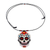 Glass beaded pendant necklace, 'White Skeleton' - Beadwork Day of the Dead White Skull Huichol Necklace