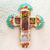 Metal wall cross, 'Blessed Virgin' - Blessed Virgin Tin and Glass Wall Cross Art thumbail