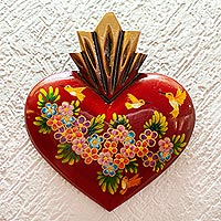 Wood wall accent, 'Blessed Heart'