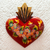 Wood wall accent, 'Blessed Heart' - Bright Red Sacred Heart Wall Accent thumbail