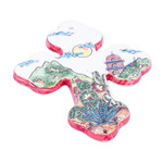 Ceramic cross, 'Hometown Mexico' - Hand Painted Mexican Town Scene Ceramic Wall Cross