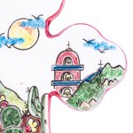 Ceramic cross, 'Hometown Mexico' - Hand Painted Mexican Town Scene Ceramic Wall Cross