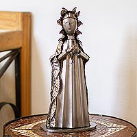 Recycled auto parts sculpture, 'Rustic Virgin of Guadalupe' - Hand Crafted Auto Parts Virgin of Guadalupe Sculpture