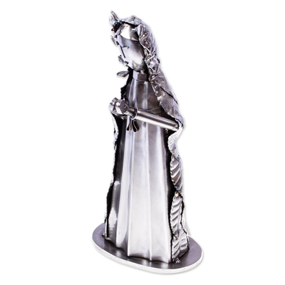 Skulptur aus recycelten Autoteilen - Handgefertigte Autoteile-Skulptur der Jungfrau von Guadalupe