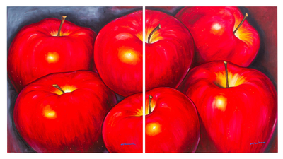 Realistic Diptych of Apples