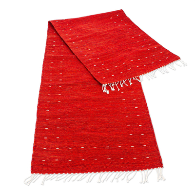 Hand Loomed Red Wool Runner (2.5x10)