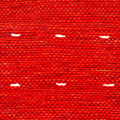 Corredor de lana, 'Simplicidad zapoteca en chile' (2.5x10) - Corredor de lana roja tejido a mano (2.5x10)