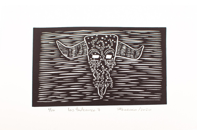 Lino Block Print of Tastoan Dance Mask