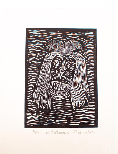 Lino Block Print of Tastoan Mask