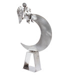 Recycled auto parts sculpture, 'Angel on High' - Handmade Angel and Moon Metal Sculpture